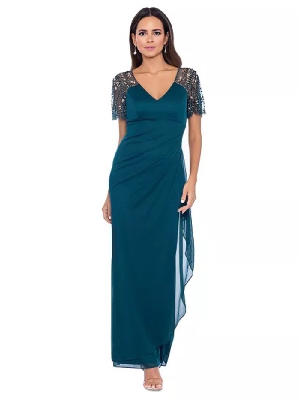 NWT Xscape Beaded Sleeve Gown - size 8